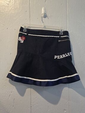 Pearly Gstes Navy and White Tennis Skirt with Zip Accent